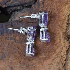 925 argent massif classique boucles d'oreilles bijoux pour femmes 925 argent Sterling améthyste pierre précieuse Style Boho cadeau fait main maman - Product Image 3