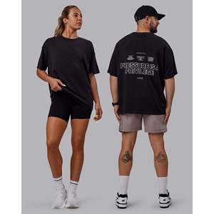Camiseta Oversize de Algodón Pesado con Lavado Ácido - 250-300 GSM, Transpirable, con Logotipo Gráfico Sólido - Product Image 1