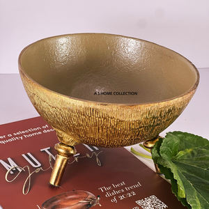 Cuenco de Metal de aluminio y acero inoxidable más vendido, cuenco para servir aperitivos pulidos con espejo, mango redondo dorado - Product Image 6