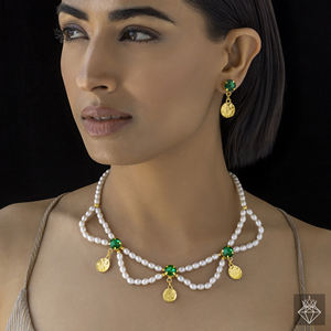 PRAO Crystal <b>Pearl</b> <b>Necklace</b> <b>Set</b> With <b>Earrings</b> - Product Image 2