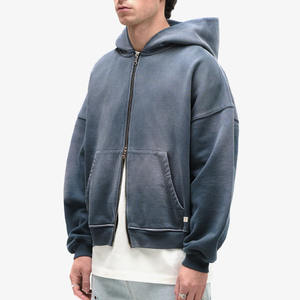 Diseño único 500GSM Oversized Sun Fade Cotton Blended Hoodies 100% Cotton Street Wear Double Ended Zip Sun Faded Hoodies - Product Image 2