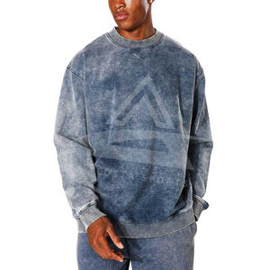 Logo personnalisé poids lourd lavé à l'acide sweat à capuche thermique sans ficelle pour hommes hiver Style décontracté Vintage sweats à capuche solide - Product Image 1