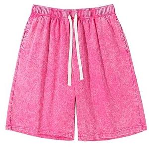 Latest Model 2025 Sweat <b>Short</b> Fleece Cotton With Drawstring Stretchable Breathable Mens Stone Washed Vintage Pink Sweat <b>Shorts</b> - Product Image 1