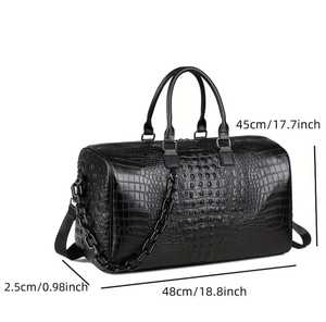 Solid PU <b>Leather</b> Duffle <b>Bag</b> for <b>Men</b> Travel <b>Weekend</b> Dry Separation Portable Shoulder Travel <b>Bag</b> with Shoe Compartment <b>Bag</b> - Product Image 4