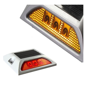 Quảng trường nhôm LED năng lượng mặt trời đường Stud ngoài trời Vườn Cảnh báo ổn định với nhấp nháy gốm thủy tinh mèo lúa mạch đen phản xạ ánh sáng ngoài trời - Product Image 3