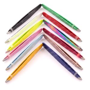 Pince à épiler à sourcils à pointe inclinée de haute précision Diamond Grip Logo couleur personnalisée Prix de détail en acier inoxydable - Product Image 3