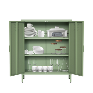 Buffet de cuisine en métal vert de luxe Buffet de rangement avec revêtement en poudre électrostatique Usage domestique - Product Image 4