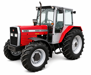 Tracteur agricole à roues 4x4 Massey Ferguson 390 rouge, équipement agricole, niveau de sécurité élevé - Product Image 1