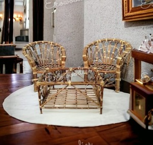 Ensemble moderne de 3 chaises en rotin à dossier haut Offre Spéciale meubles de patio en bambou pour jardin et balcon - Product Image 3