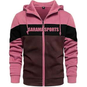 Dernier automne sweat à capuche populaire pour hommes sweats à capuche à panneau uni sweat à cordon de serrage surdimensionné sweats à capuche à fermeture éclair - Product Image 3