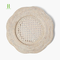 Set de table en rotin festonné floral tissé à la main et assiettes de chargeur d'usine du Vietnam pour ensemble de tapis et de tampons de table à manger