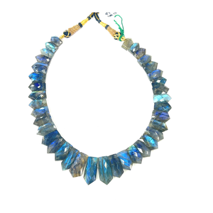 Collier ras de cou en quartz bleu feu naturel de qualité AAA, luxe, facetté, 18 pouces - Product Image 1