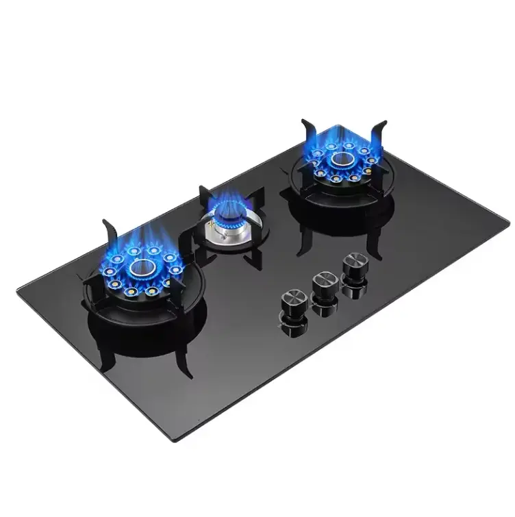 Brand New Original Gas stove kitchen china smart battery flip cooker 3 plate double 3 burner gas stove for home