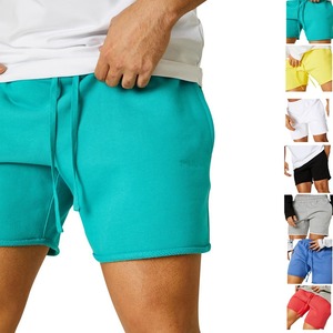 Shorts de gymnastique pour hommes en coton mince sports d'été couleur unie entraînement musculation course à pied survêtement shorts de basket-ball pour hommes - Product Image 1