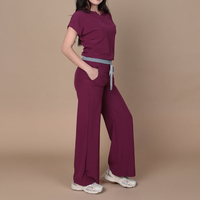 YUHONG – Nouveaux ensembles de tenues médicales confortables et élégants pour femmes, col en V, manches courtes, pantalon large, pour hôpital