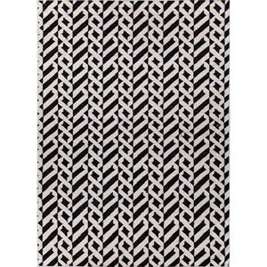 พรมขนสัตว์ทอลายเรขาคณิต Alhambra รุ่น ADWL-13283 สีเทา-ดำ ลายทางสี่เหลี่ยมผืนผ้า สำหรับตกแต่งทางเดินในบ้าน วัสดุวิสโคส - Product Image 1