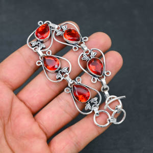 สร้อยข้อมือโซ่ชุบเงิน925ทำด้วยมือพลอยโกเมนสีแดงดีไซน์เนอร์ของขวัญเครื่องประดับชั้นดีจากนักออกแบบในห้องปฏิบัติการ - Product Image 6