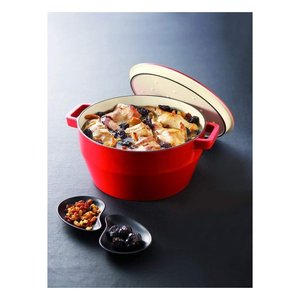 Casserole en fonte avec couvercle 24 cm émaillée rouge pour four, cuisinière à gaz et électrique - Product Image 3