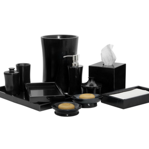Accesorios de baño de mármol de ónix negro azabache, juego de baño de ónix negro, accesorios de baño de piedra de ónix - Product Image 1