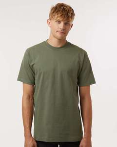 Tultex T-shirt unisexe 100% coton Jersey fin à manches courtes en vert olive Street Style T-shirt pour homme - Product Image 1