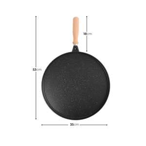 Single-Sided 36 cm Black Casting Pancake/Flatbread <b>Pan</b> with Removable Handle and Included Spatula - Product Image 4