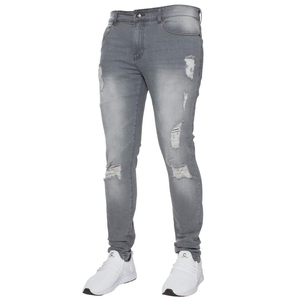 Vente en gros de pantalons en jean avec logo personnalisé pour homme, mode décontractée, déchiré, pantalon skinny délavé à l'acide pour homme - Product Image 1
