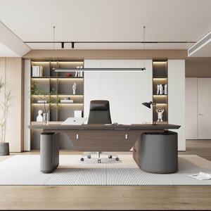 Tan Engineered Wood <b>L</b>-<b>Shaped</b> Height Adjustable <b>Standing</b> <b>Desk</b> for Executive Office and Home Study - Product Image 2