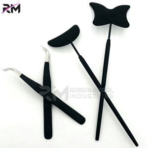 Espejo de pestañas RMI, pinzas para extensión de pestañas y color con recubrimiento de polvo negro, Punta plateada, juego de agarre de nuevo diseño - Product Image 4