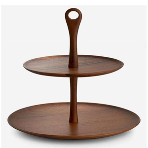 BASE of ROUND MANGO WOOD 3 TIER NATURAL DISPLAY TABLETOP STAND <b>BAKEWARE</b> WOOD CAKE TOOL for RESTAURANT PARTIES CAKE STAND - Product Image 5