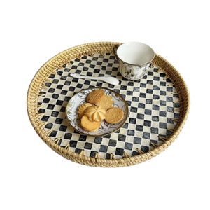 ชุดถาดเสิร์ฟหวายทอมือ3ชิ้นสำหรับตกแต่งบนโต๊ะอาหารทรงกลมทำจากเวียดนาม - Product Image 3