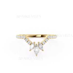 10K/14K/18K <b>Gold</b> <b>Dainty</b> Moissanite Chevron V Shape Wedding Band <b>Ring</b> Modern Style Women's Anniversary Jewelry Fine Jewelry - Product Image 5