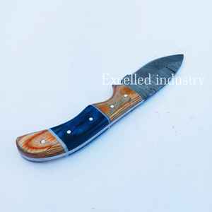 Couteau Skinner en acier damas de 8 "fait à la main manche en bois Pakka avec gaine en cuir gratuit couteau de survie de chasse - Product Image 3
