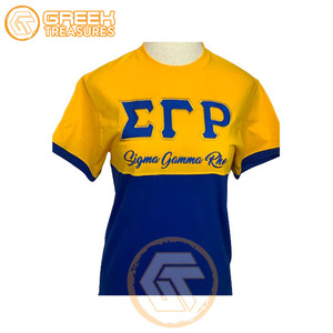Camiseta de Jersey de algodón de alta calidad Sigma Gamma Rho Mujeres Ropa de hermandad personalizada Transpirable Impreso Ropa griega Verano - Product Image 1