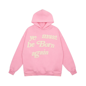 Puff Print Kanye West Hoody Hombres Mujeres Pink Must Be Born Again Hoodie Oversize Fit Pullovers Sudaderas de gran tamaño - Product Image 4
