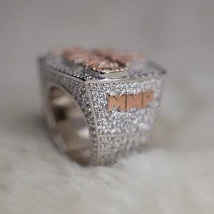 แหวนฮิปฮอปทองคำ18K สำหรับผู้ชายสไตล์คลาสสิก VVS Diamond และ Moissanite เครื่องประดับแฟชั่นสแตนเลส - Product Image 1