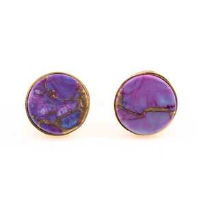 ต่างหูเม็ดเดี่ยวสีทองแดงเทอร์ควอยซ์สีม่วงธรรมชาติสี STUD025ขนาด9มม. เครื่องประดับเงินสีทองทันสมัยการตั้งค่าหนามเตยสำหรับผู้หญิงของขวัญปาร์ตี้ของเด็กผู้หญิง - Product Image 4