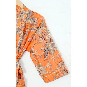 Women's Lightweight 100% Cotton Summer <b>Swim</b> Wear Hand-Printed Boho Yukata Bathrobe Rainbow Casual Kimono <b>Robe</b> Wedding - Product Image 4