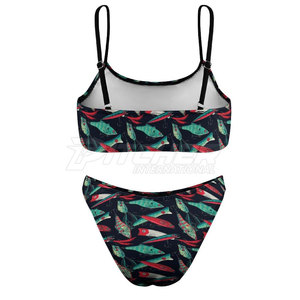 Ensemble de bikini deux pièces premium UPF 50, respirant, écologique, imprimé, doublure douce, conçu pour la natation quotidienne et la plage - Product Image 6