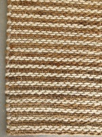 Eleganter Naturfarbener Handgewebter Woll-Hanf-Teppich Moderner Rutschfester Strukturierter Flachgewebter Gestreifter Design-Durries-Teppich