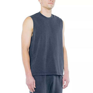 Camiseta sin mangas de color azul marino para hombre, venta al por mayor, camiseta sin mangas de entrenamiento deportivo para gimnasio, camiseta sin mangas de secado rápido a la venta para hombre, camiseta sin mangas de Fitness para hombre - Product Image 2