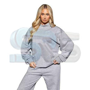 Ensemble confortable de survêtement à capuche et de jogging en coton épais pour femmes Survêtement à la mode deux pièces avec logo personnalisé OEM - Product Image 6
