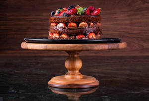 แท่นวางเค้กไม้ทรงกลมปรับแต่งได้อุปกรณ์ทำเค้กดีไซน์เงางาม - Product Image 3