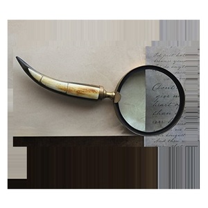 La mejor lupa con mango de cuerno, acabado dorado de latón para lectura de libros, lente de mapa, lupa redonda antigua - Product Image 2