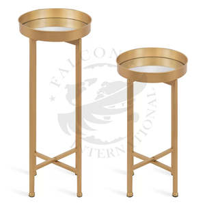 Mesa auxiliar decorada de hogar y hoteles, mesa auxiliar de metal con acabado brillante dorado, mesa de centro de diseño hecha a mano - Product Image 1