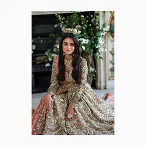 2024新款印度巴基斯坦结婚用具厚重的萨尔瓦套装女性新娘套装连衣裙来自印度