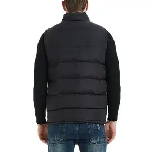 Veste à fermeture éclair en coton épais pour hommes avec logo personnalisé Gilet de sécurité durable en cuir et tissu coupe-vent - Product Image 6