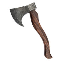Hache en acier de Damas avec lame gravée et manche en bois ergonomique pour la chasse et les aventures en plein air