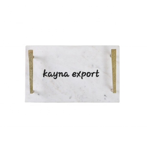 Plateau en marbre décoratif de luxe moderne à vendre, avec un design en feuille d'or, pour la décoration de table de Noël par Kayna Export - Product Image 4