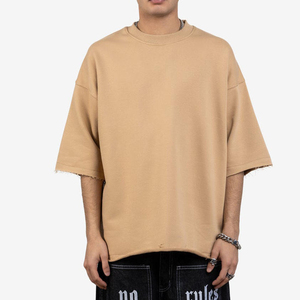 2025 venta al por mayor personalizado su logotipo de la marca 100% algodón Hip Hop camisetas en blanco hombres camiseta lisa Casual hombres camiseta para hombres - Product Image 3