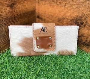 ใหม่กระเป๋าสตางค์หนังแฮนด์เมดแท้แบบใหม่สำหรับผู้หญิงกระเป๋าสตางค์แบบบางกระเป๋าสตางค์หนังสแนปหนังขนสัตว์กระเป๋าสตางค์หนังวัวแท้ - Product Image 1